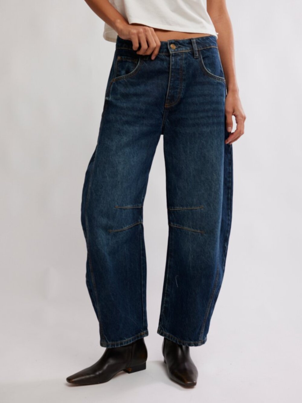 NWT Free People Good Luck Mid Rise Barrel in Deep End